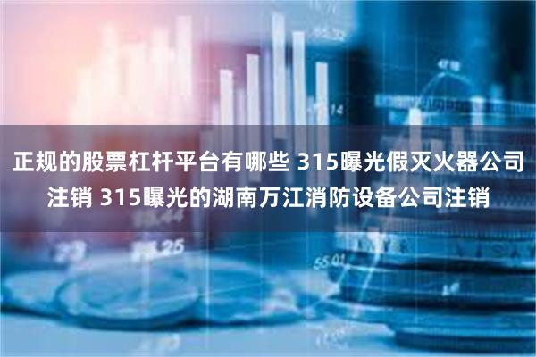 正规的股票杠杆平台有哪些 315曝光假灭火器公司注销 315曝光的湖南万江消防设备公司注销