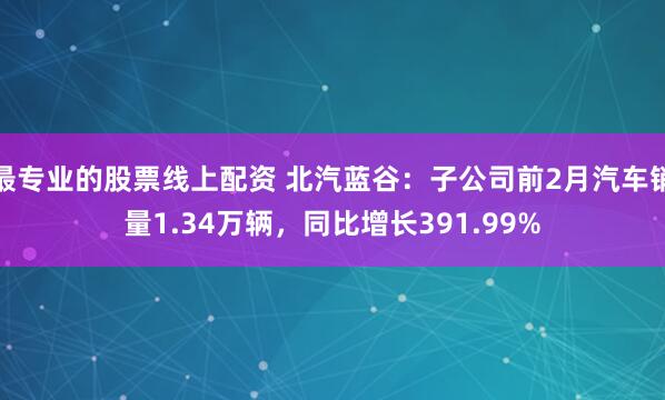 最专业的股票线上配资 北汽蓝谷：子公司前2月汽车销量1.34万辆，同比增长391.99%