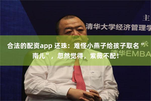 合法的配资app 还珠：难怪小燕子给孩子取名“南儿”，忽然觉得，紫薇不配！